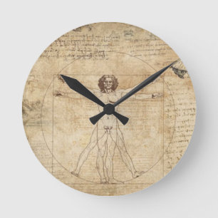 Reloj Redondo Mediano Leonardo Da Vinci El Hombre Vitruviano