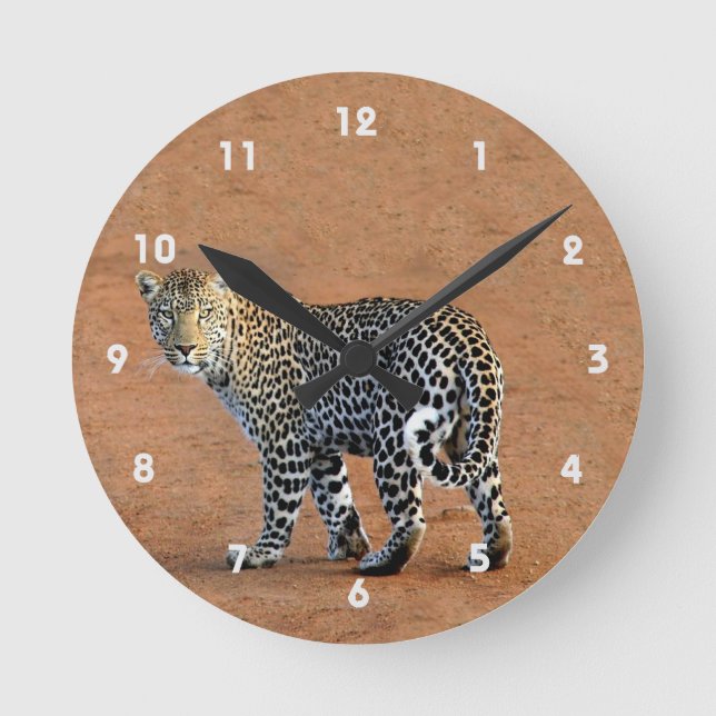 Reloj Redondo Mediano Leopardo salvaje en África (Anverso)