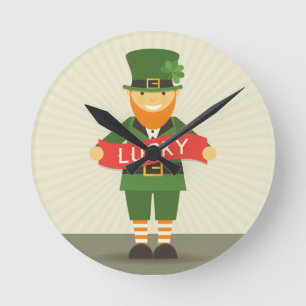 Reloj Redondo Mediano leprechaun afortunado
