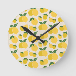 Reloj Redondo Mediano Les Citrons 01 Lemones Retro Lemon Resumen