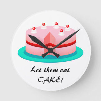 Reloj Redondo Mediano Let Them Eat Cake!: Pink Cake Kitchen Clock