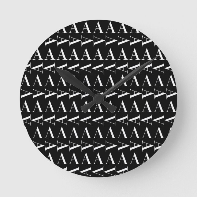 Reloj Redondo Mediano Letra inicial A de monograma (Anverso)