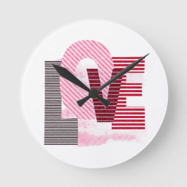 Reloj Redondo Mediano Letra magenta geométrica de amor