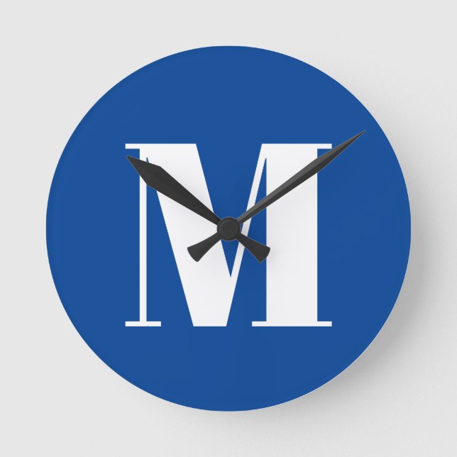 Reloj Redondo Mediano Letra profunda azul inicial monograma moderno esti (Anverso)