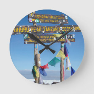 Reloj Redondo Mediano Letrero en la cima del Kilimanjaro Kenia