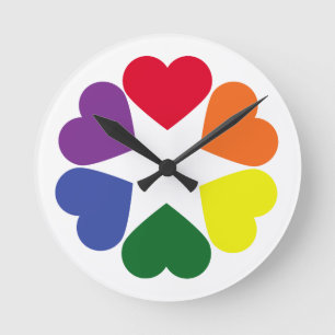 Reloj Redondo Mediano LGBT pride hearts