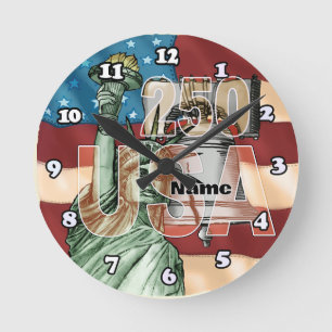 Reloj Redondo Mediano Libertad EE. UU. 250 aniversario