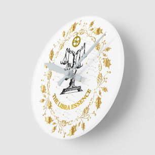 Reloj Redondo Mediano Libra Zodiaco Lujo Estética Estrellas Arte