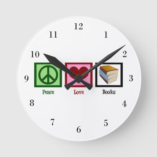 Reloj Redondo Mediano Libros de amor por la paz (Anverso)
