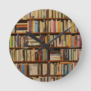 Reloj Redondo Mediano Libros en la biblioteca