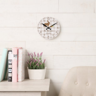 Reloj Redondo Mediano Liebre Rústica Y Granja De Zanahorias Cuadros De B