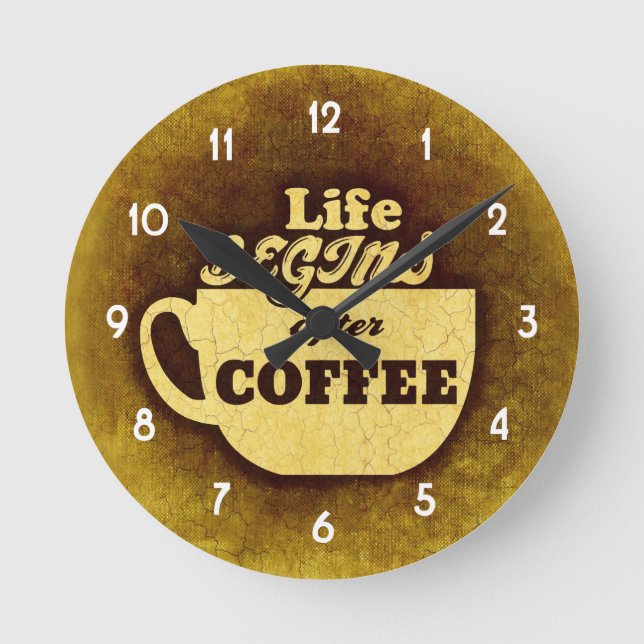 Reloj Redondo Mediano Life Begins After Coffee (Anverso)