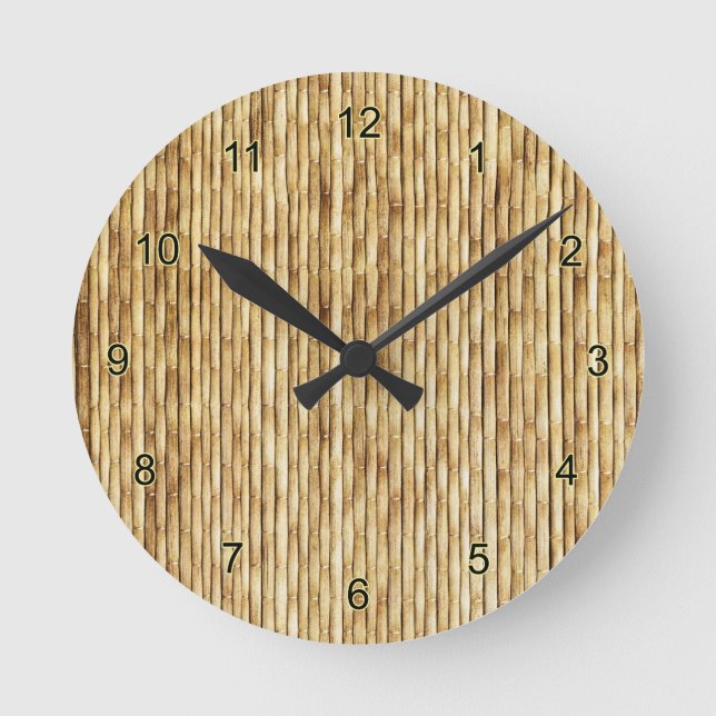 RELOJ REDONDO MEDIANO LIGHT BEIGE BAMBOO (Anverso)