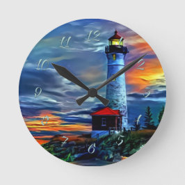 Reloj Redondo Mediano Lighthouse Sunset
