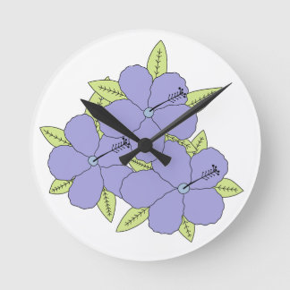 Reloj Redondo Mediano Lila Hibiskus