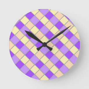 Reloj Redondo Mediano Lila y Melocotón