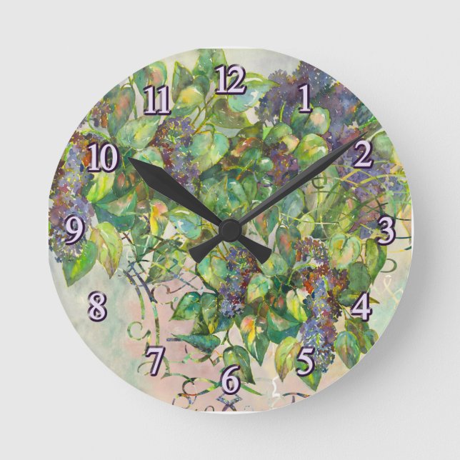 Reloj Redondo Mediano lilac blossoms Wall Clock (Anverso)
