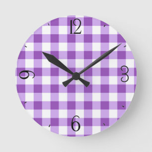 Reloj Redondo Mediano Lilac Gingham Clock