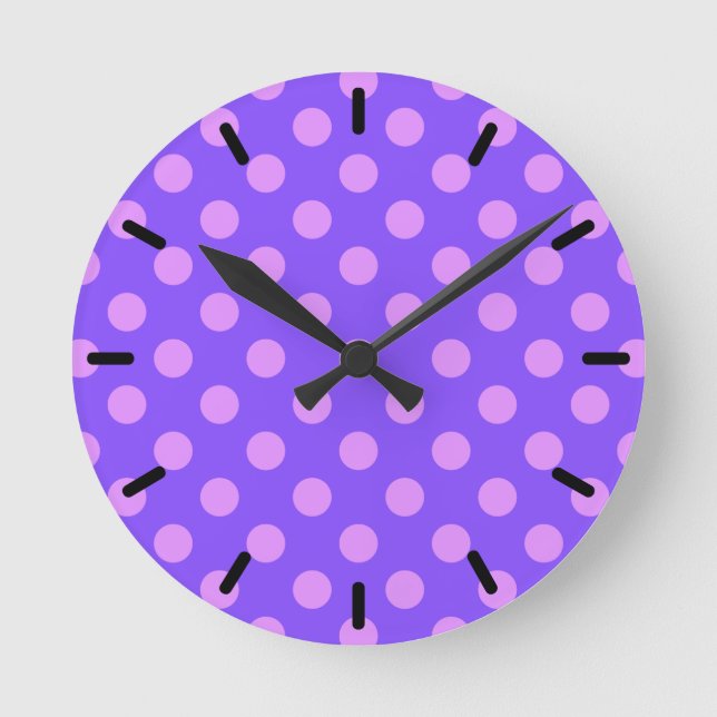 Reloj Redondo Mediano Lilac polka dots on periwinkle (Anverso)