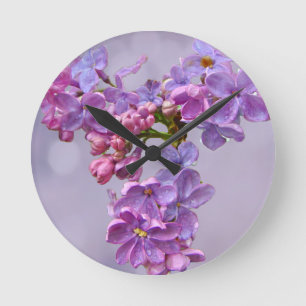 Reloj Redondo Mediano Lilas en primavera