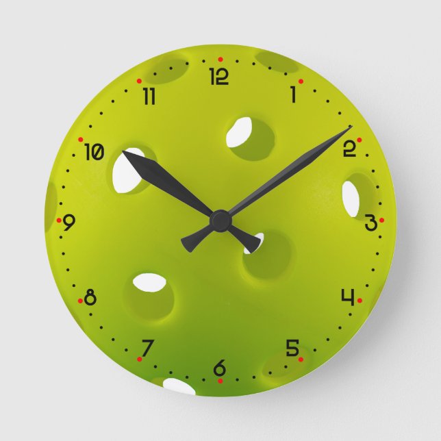 Reloj Redondo Mediano Lime green real pickleball  (Anverso)