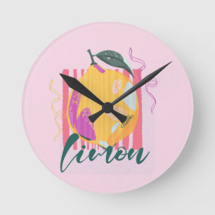 Reloj Redondo Mediano Limon Italiano Rosa Limón
