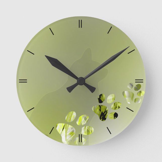 Reloj Redondo Mediano Limpieza de la ruta del gato (Anverso)