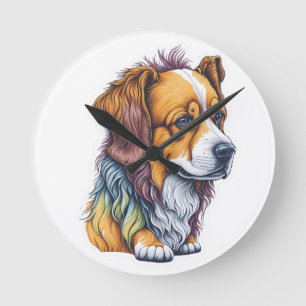 Reloj Redondo Mediano linda camiseta de perro
