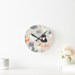Reloj Redondo Mediano lindo gato
