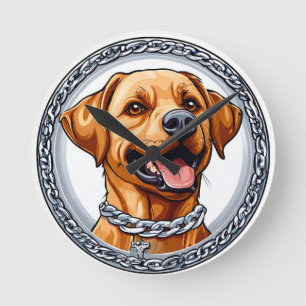 Reloj Redondo Mediano Lindo perro labrador amarillo