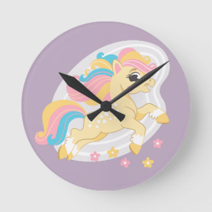 Reloj Redondo Mediano Lindo unicornio amarillo
