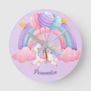 Reloj Redondo Mediano Lindo Unicornio Arcoíris Colorido Personalizado pa