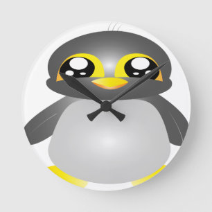 Reloj Redondo Mediano lindo y divertido animal pingüino