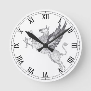 Reloj Redondo Mediano Línea arte de la prensa de copiar de Gryphon del