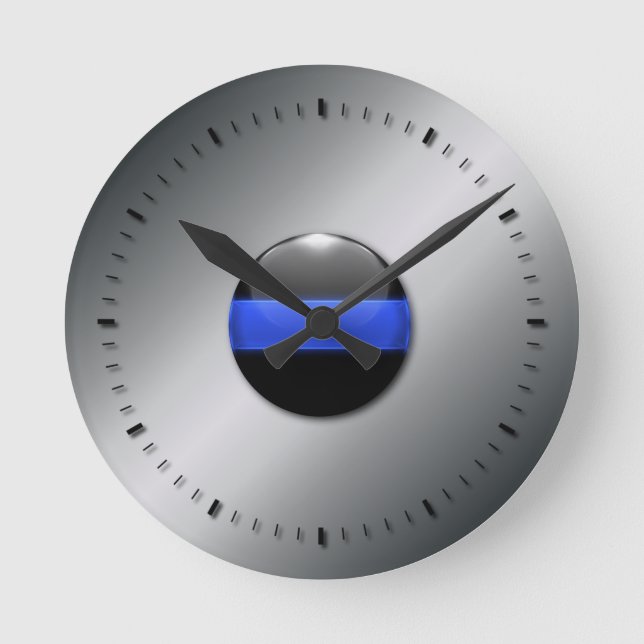 Reloj Redondo Mediano Línea Azul delgada (Anverso)
