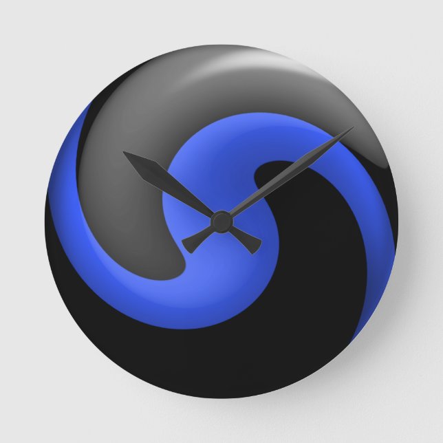 Reloj Redondo Mediano Línea Azul delgada (Anverso)