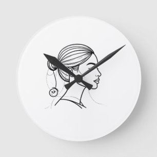 Reloj Redondo Mediano Línea de Arte de Mujer Elegante