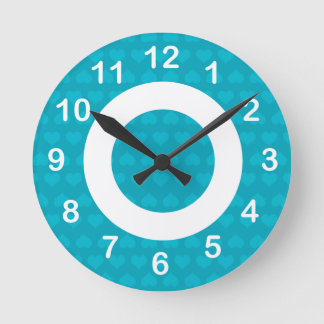 Reloj Redondo Mediano Línea de corazón azul turquesa