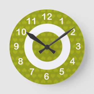 Reloj Redondo Mediano Línea de corazones-verde Celery