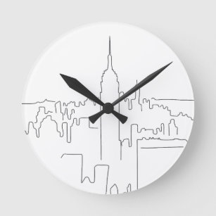 Reloj Redondo Mediano Línea Mínima de la Ciudad de Nueva York