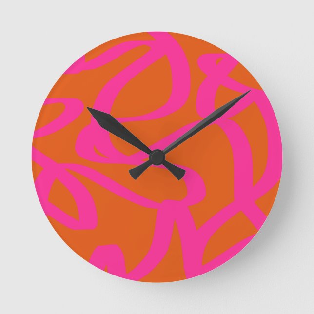 Reloj Redondo Mediano Líneas Abstractas Modernas De Mediados Del Siglo N (Anverso)