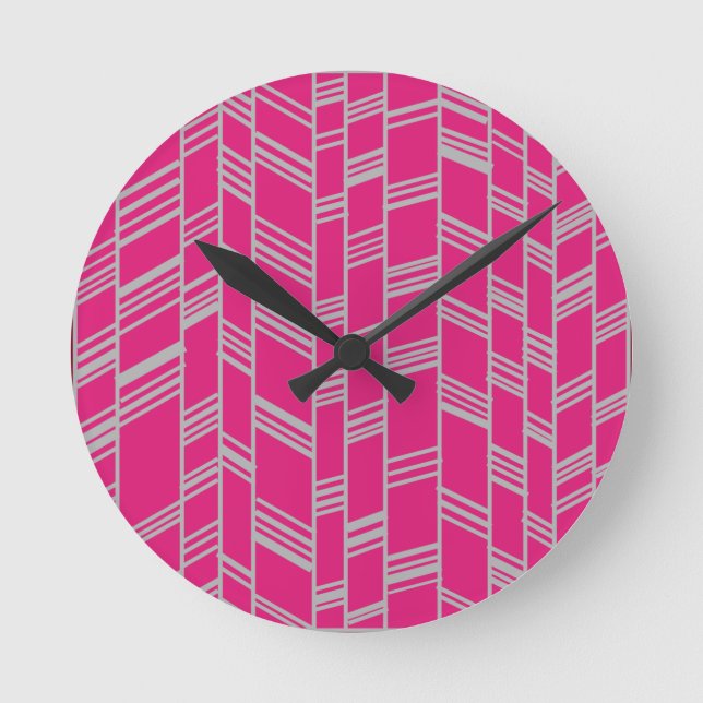 Reloj Redondo Mediano Líneas Art Deco de Fuchsia (Anverso)
