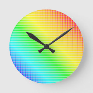 Reloj Redondo Mediano Líneas de arco iris
