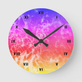 Reloj Redondo Mediano Líneas de luz eléctrica gradiente abstracto modern