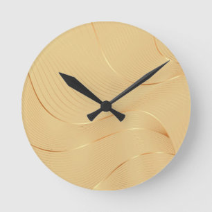 Reloj Redondo Mediano Líneas de Oro Fluyente Arte de Fondo Abstracto de