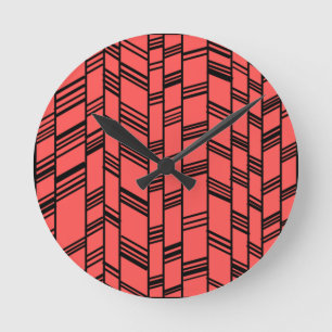 Reloj Redondo Mediano Líneas de Salmon Art Deco