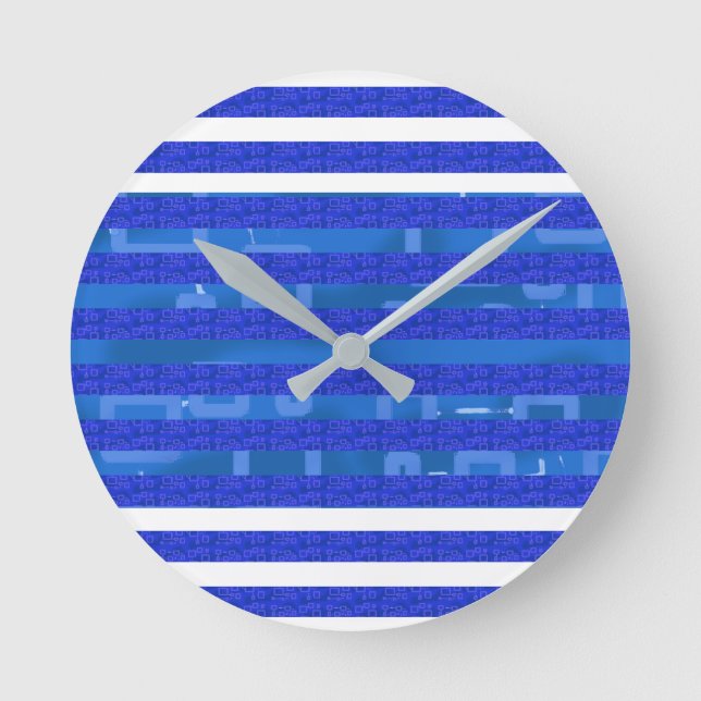 Reloj Redondo Mediano Líneas geométricas de Guay Blue White (Anverso)