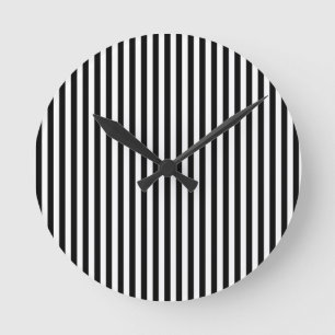Reloj Redondo Mediano Líneas geométricas verticales blancas y negras ele