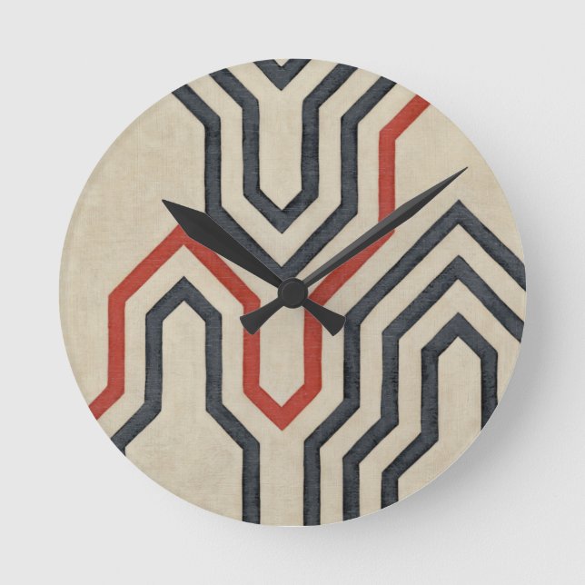 Reloj Redondo Mediano Líneas gráficas azul y naranja (Anverso)