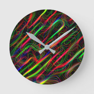 Reloj Redondo Mediano Líneas multicolores Neon